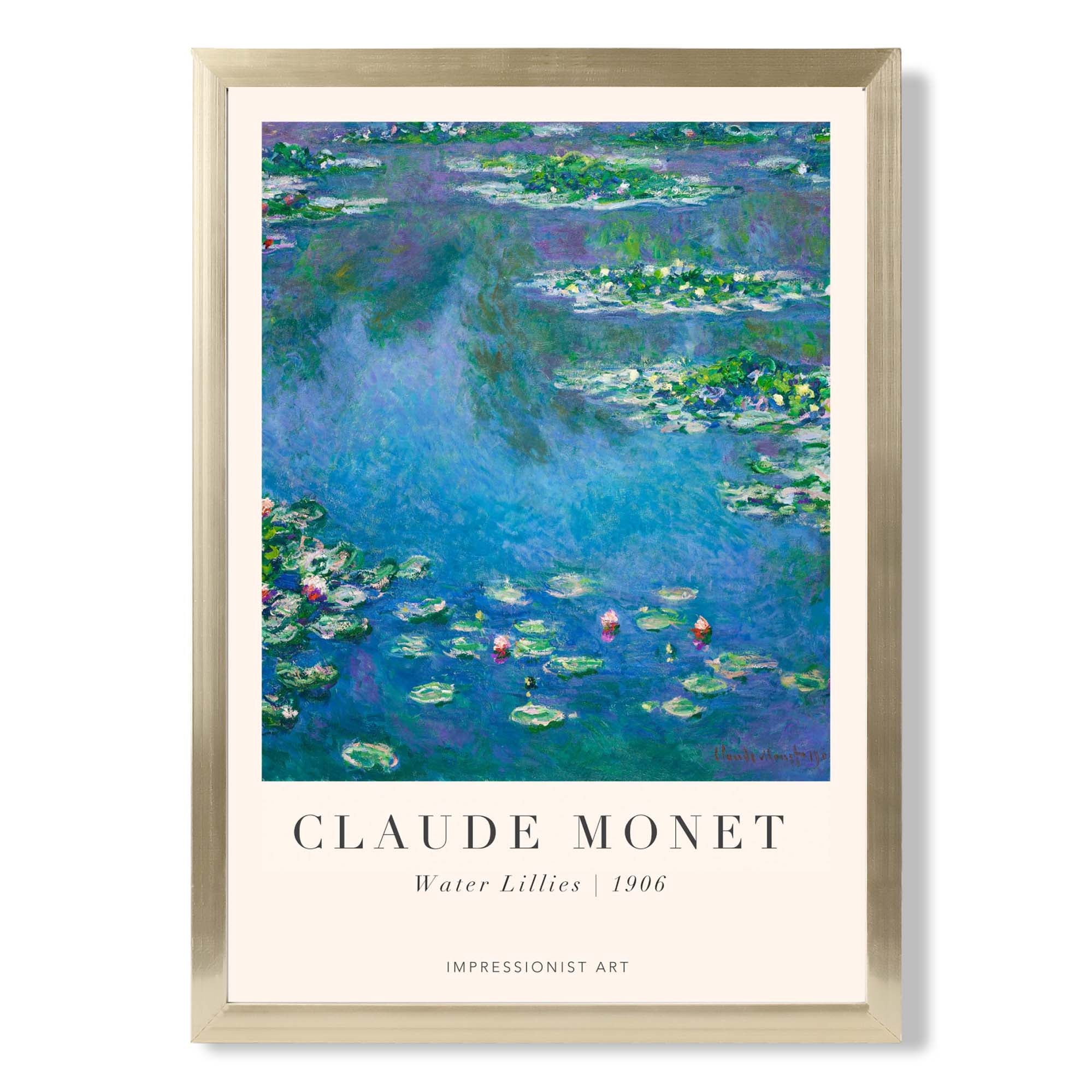 Claude Monet Water Lillies print in Gold Wooden Frame