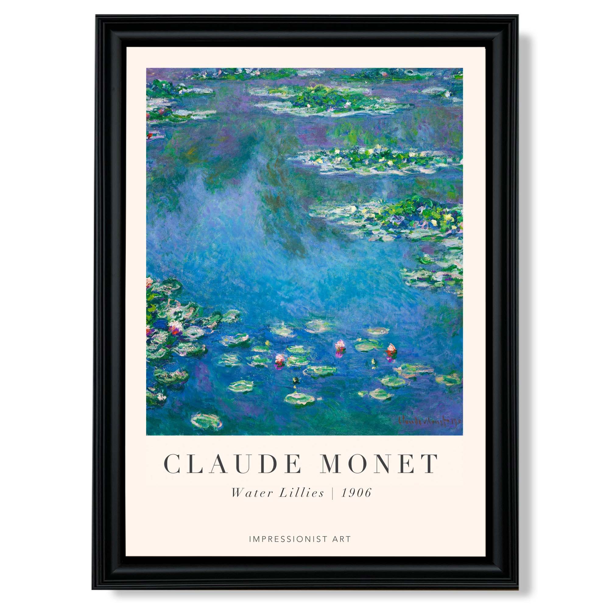 Claude Monet Water Lillies print in Black Scoop Frame