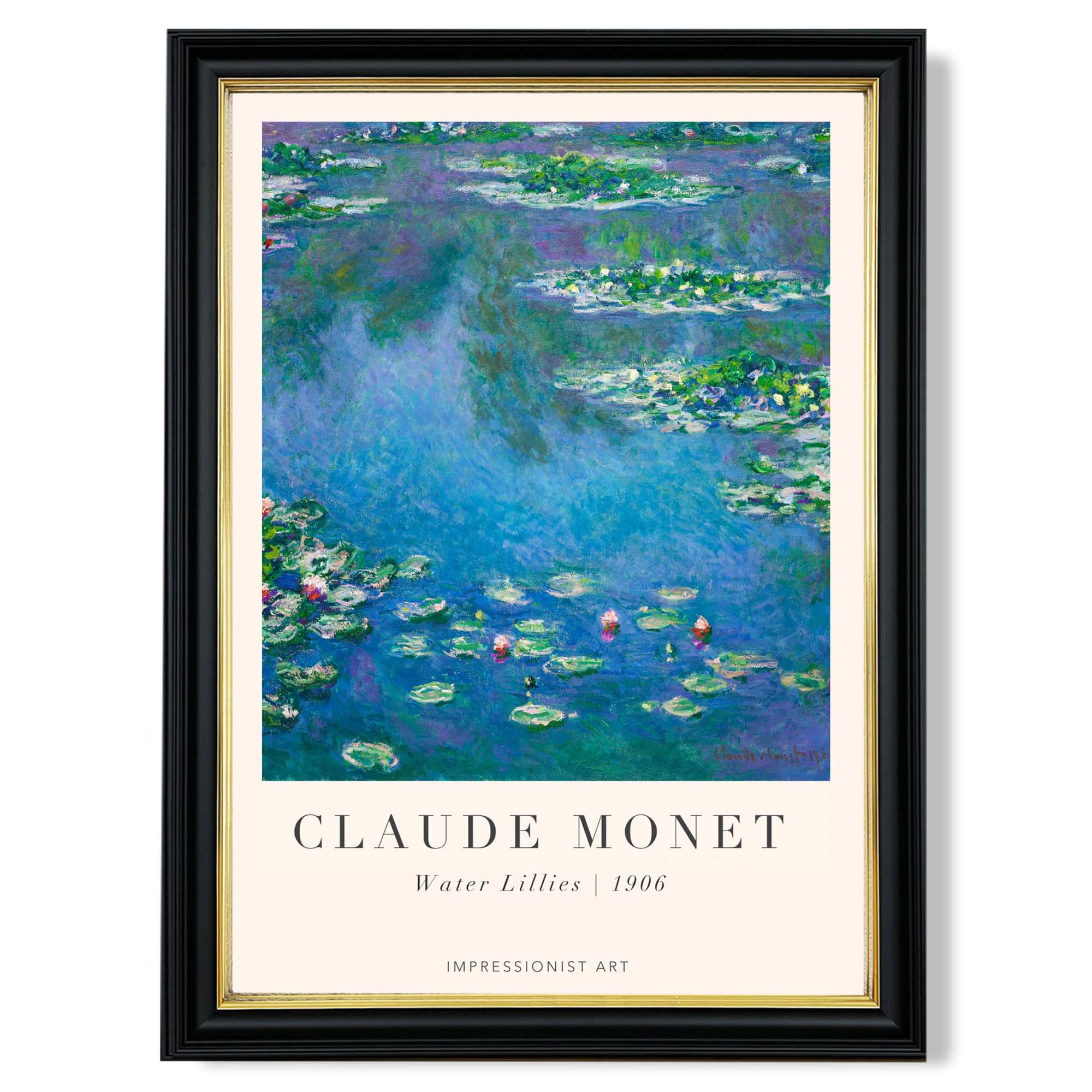Claude Monet Water Lillies print in Black and Gold Frame