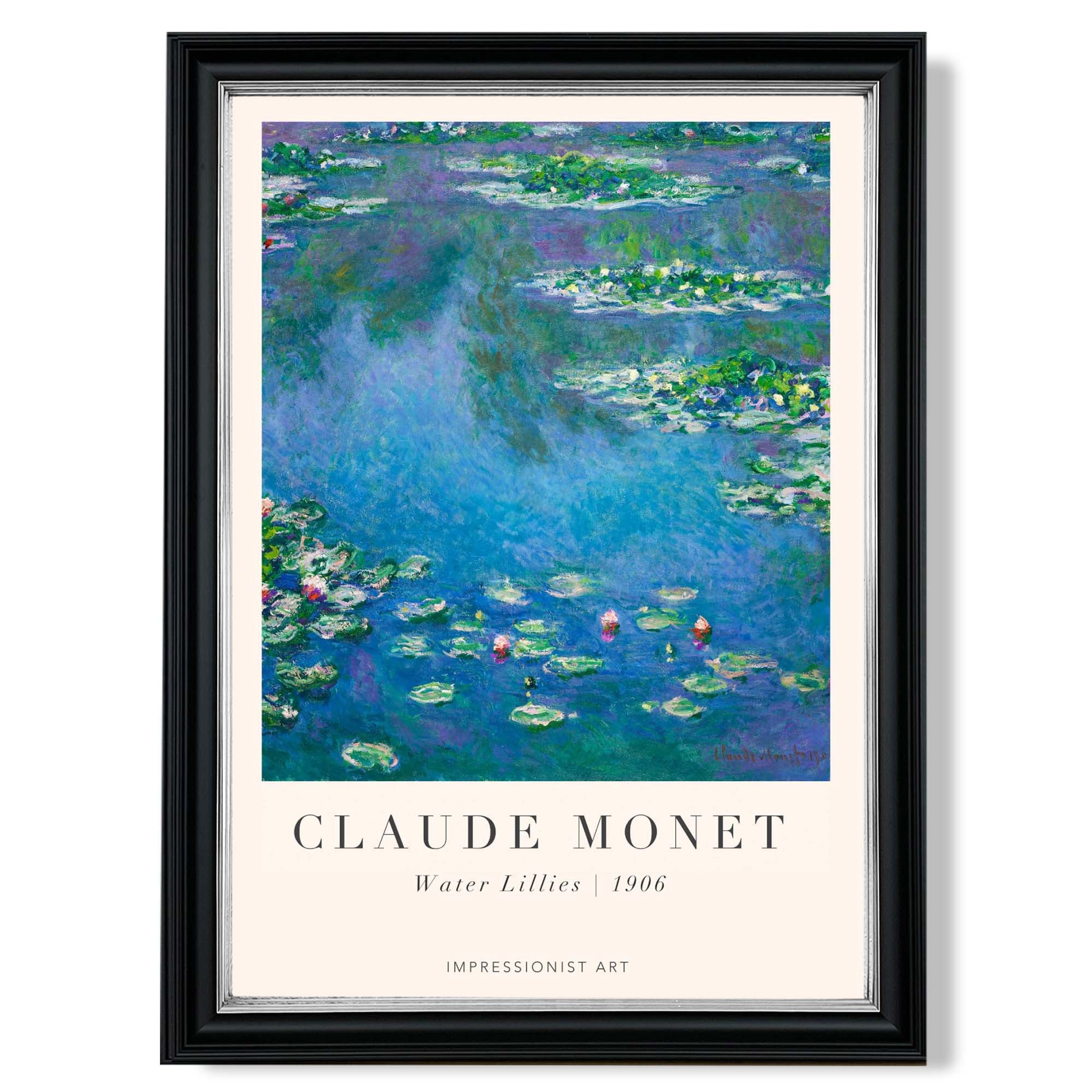 Claude Monet Water Lillies print in Black and silver Frame