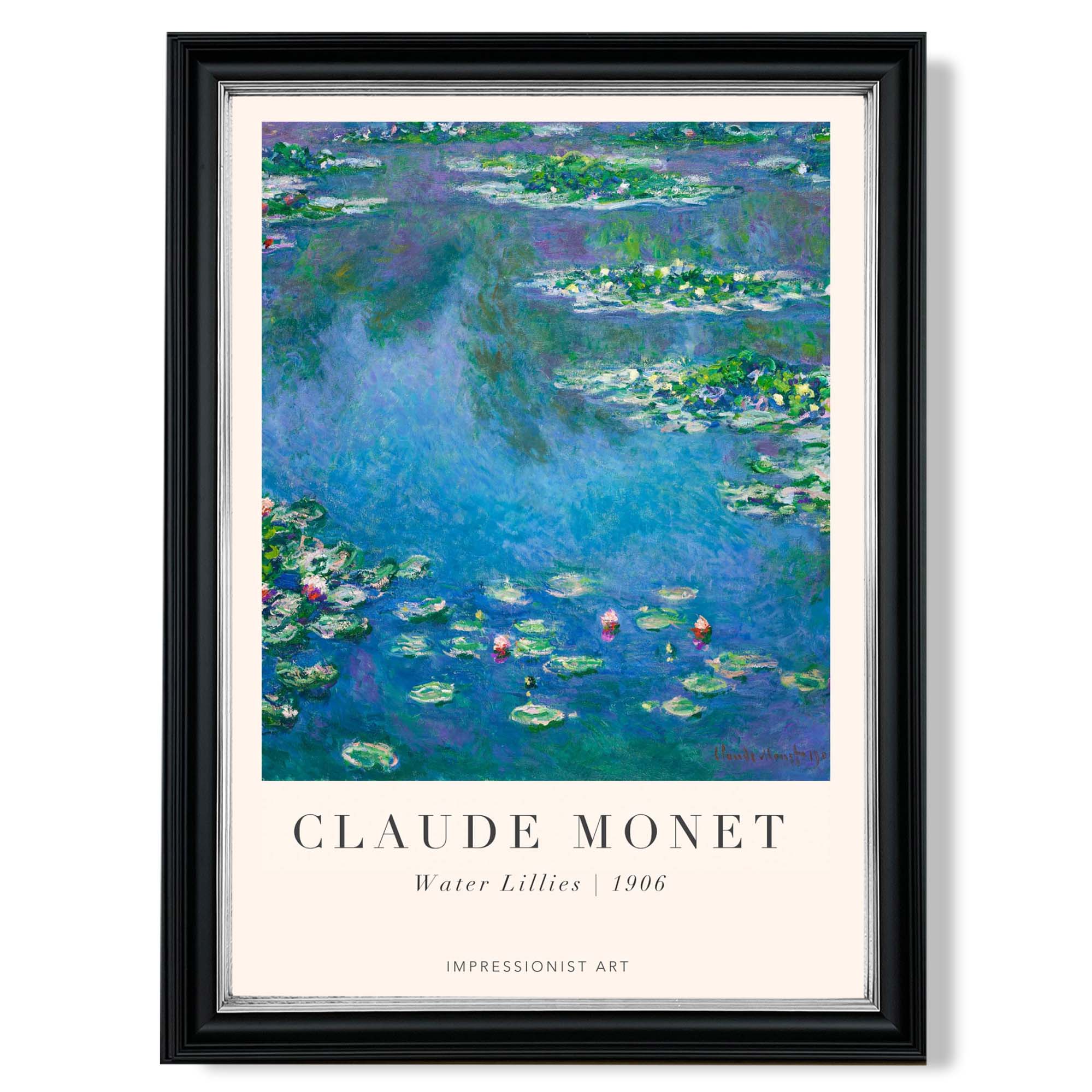 Claude Monet Water Lillies print in Black and silver Frame