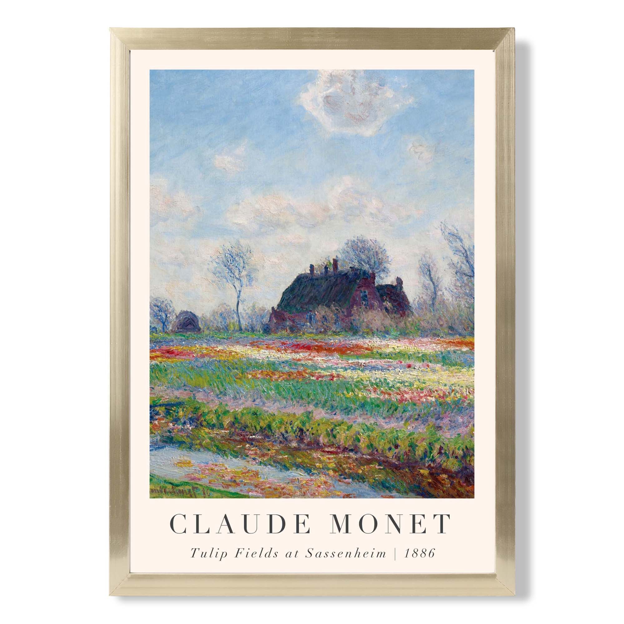 Claude Monet Tulip Fields print in Gold Wooden Frame