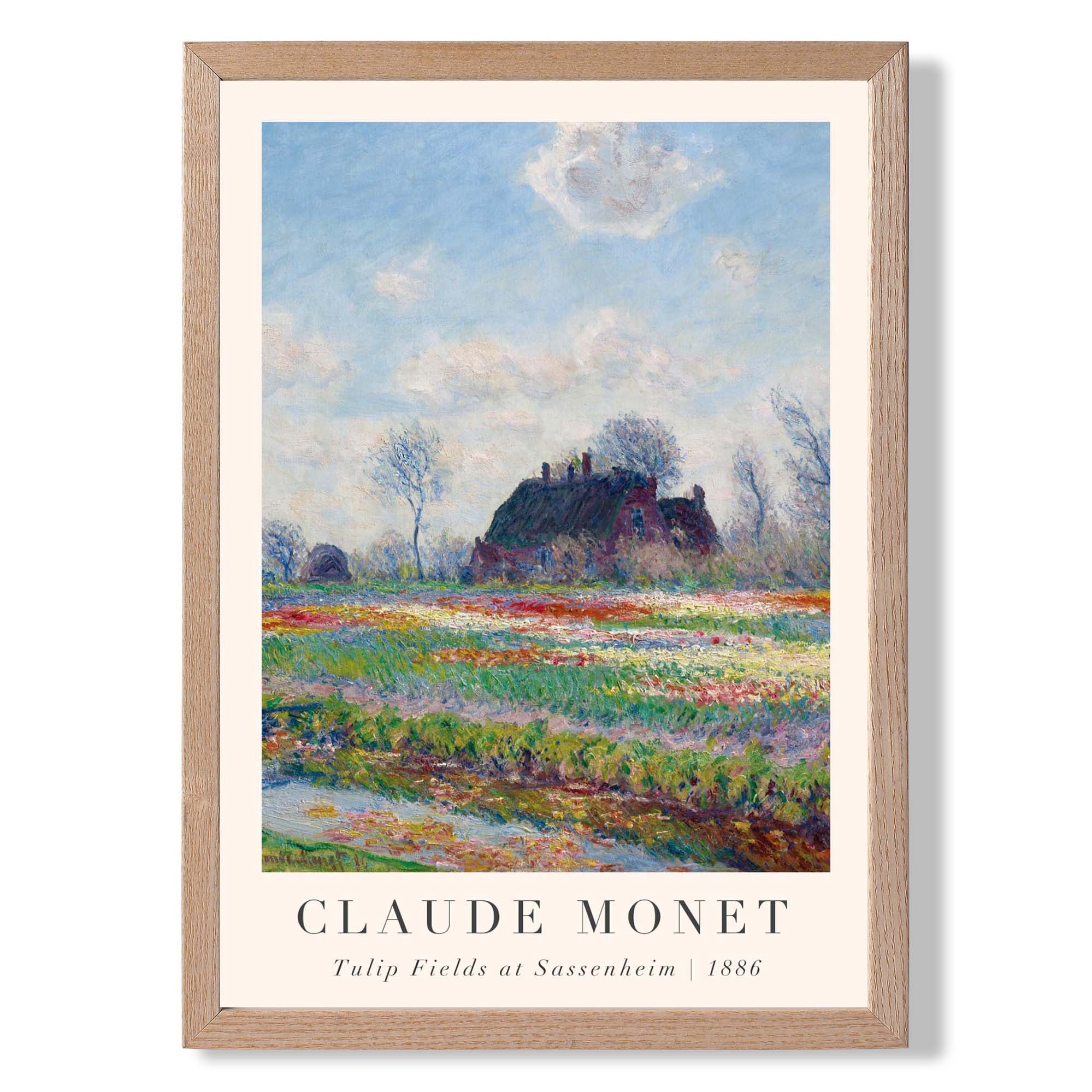 Claude Monet Tulip Fields print in Light Oak Wooden Frame
