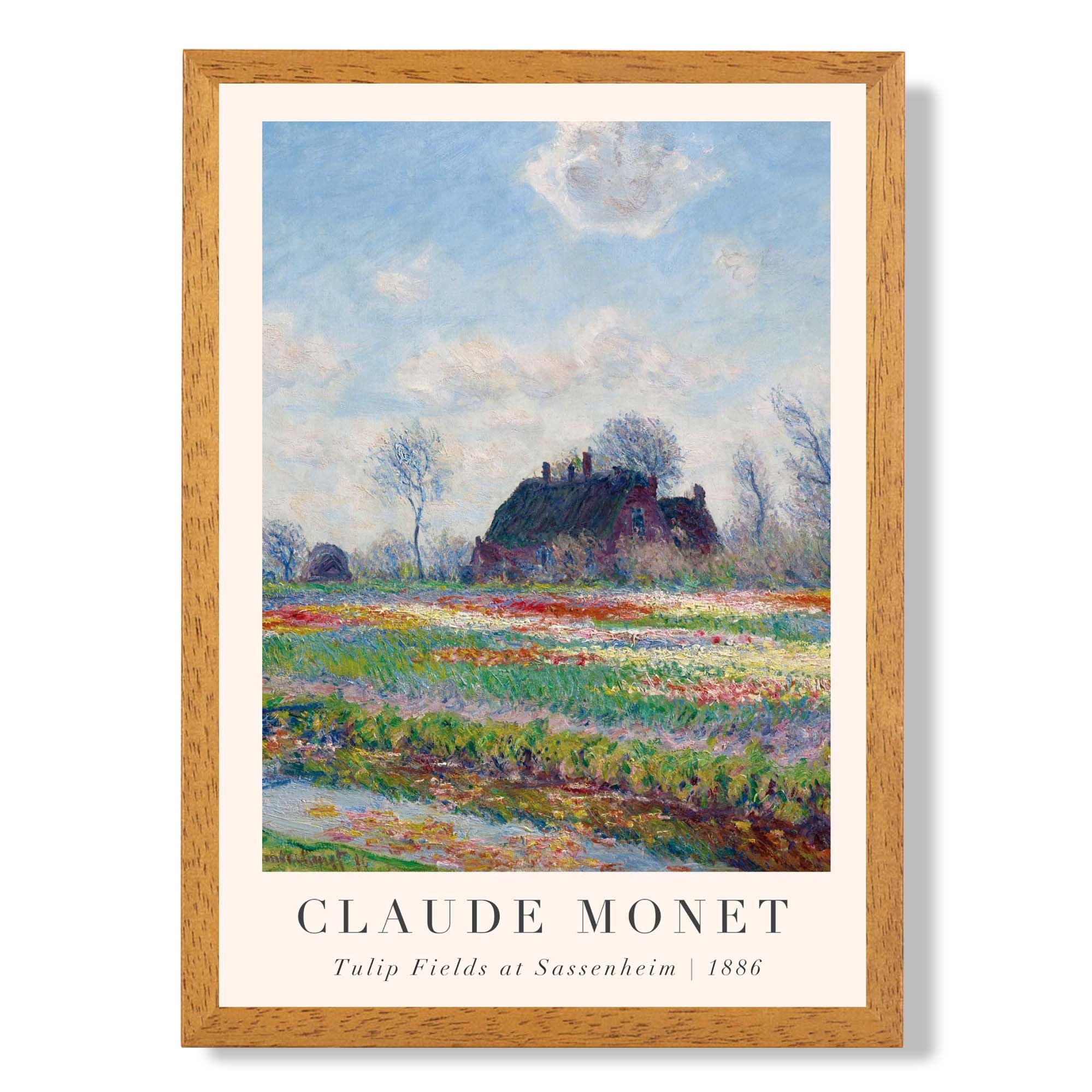 Claude Monet Tulip Fields print in Oak Wooden Frame