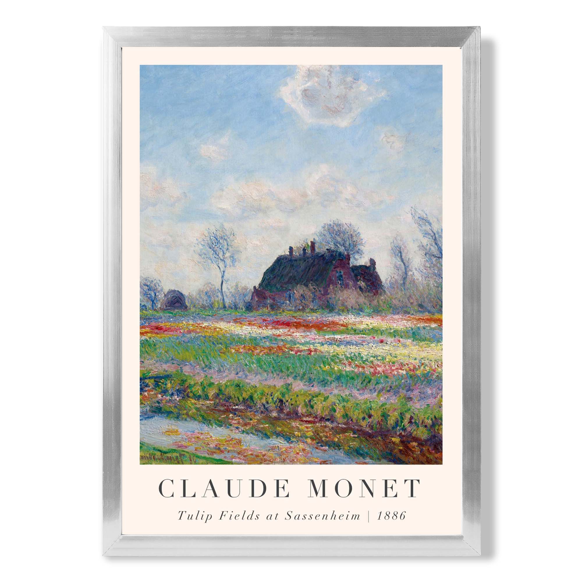 Claude Monet Tulip Fields print in Silver Wooden Frame