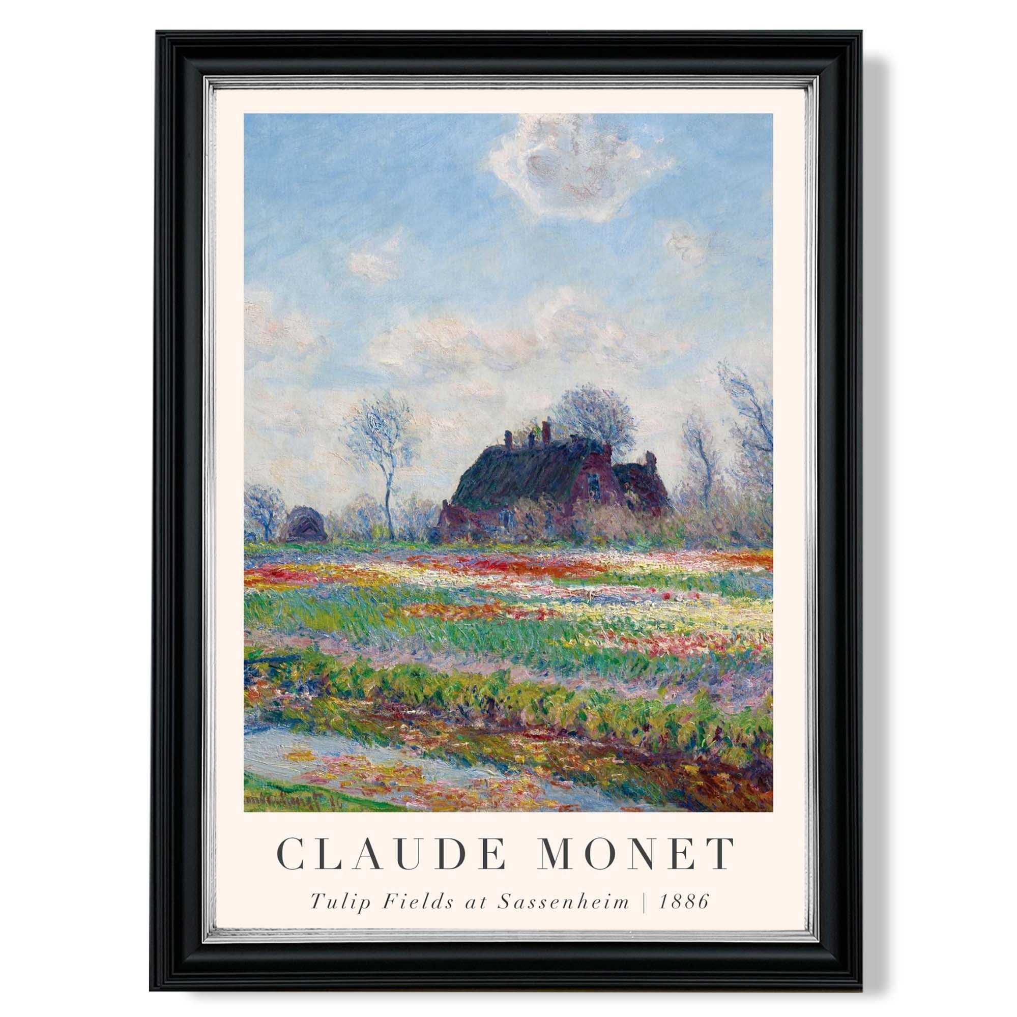 Claude Monet Tulip Fields print in Black and silver Frame