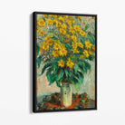 Claude Monet Jerusalem Artichoke Flowers Canvas Art Print with Black Float Frame
