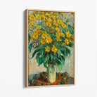 Claude Monet Jerusalem Artichoke Flowers Canvas Art Print with Oak Float Frame