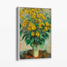 Claude Monet Jerusalem Artichoke Flowers Canvas Art Print with White Float Frame