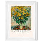 Claude Monet Jerusalem Artichoke Flowers print in White Glossy Frame