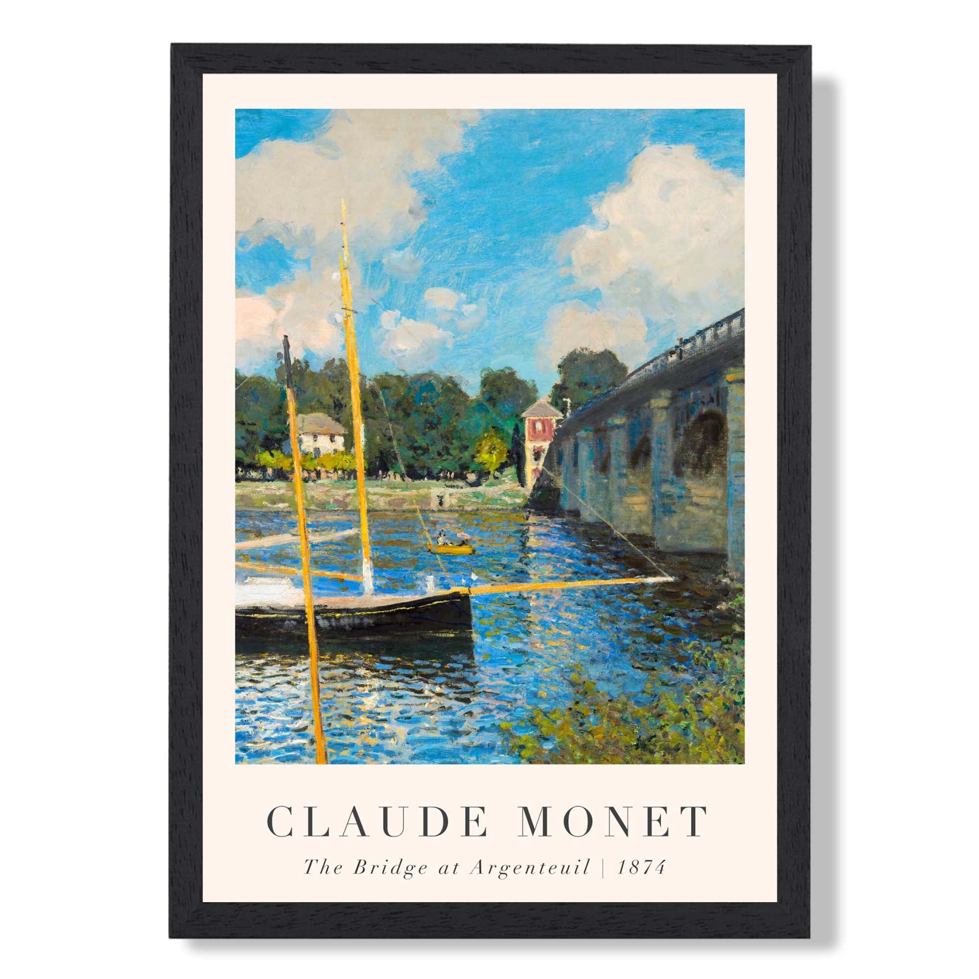 Claude Monet The Bridge at Argenteuil print in Black Wooden Frame