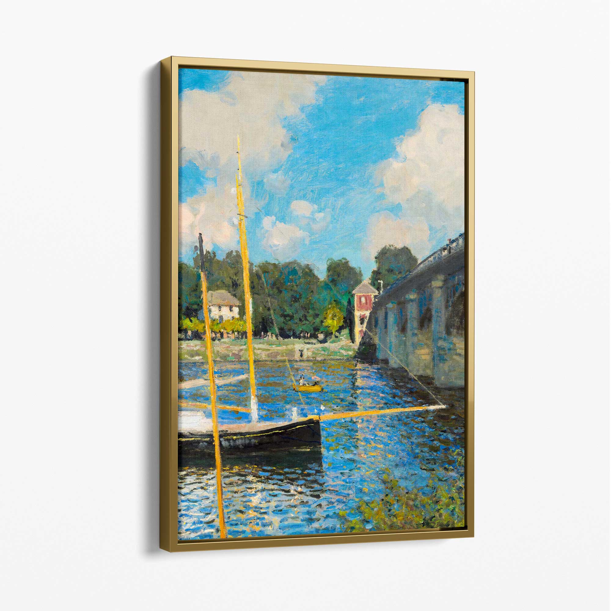 Claude Monet The Bridge at Argenteuil Canvas Art Print with Gold Float Frame