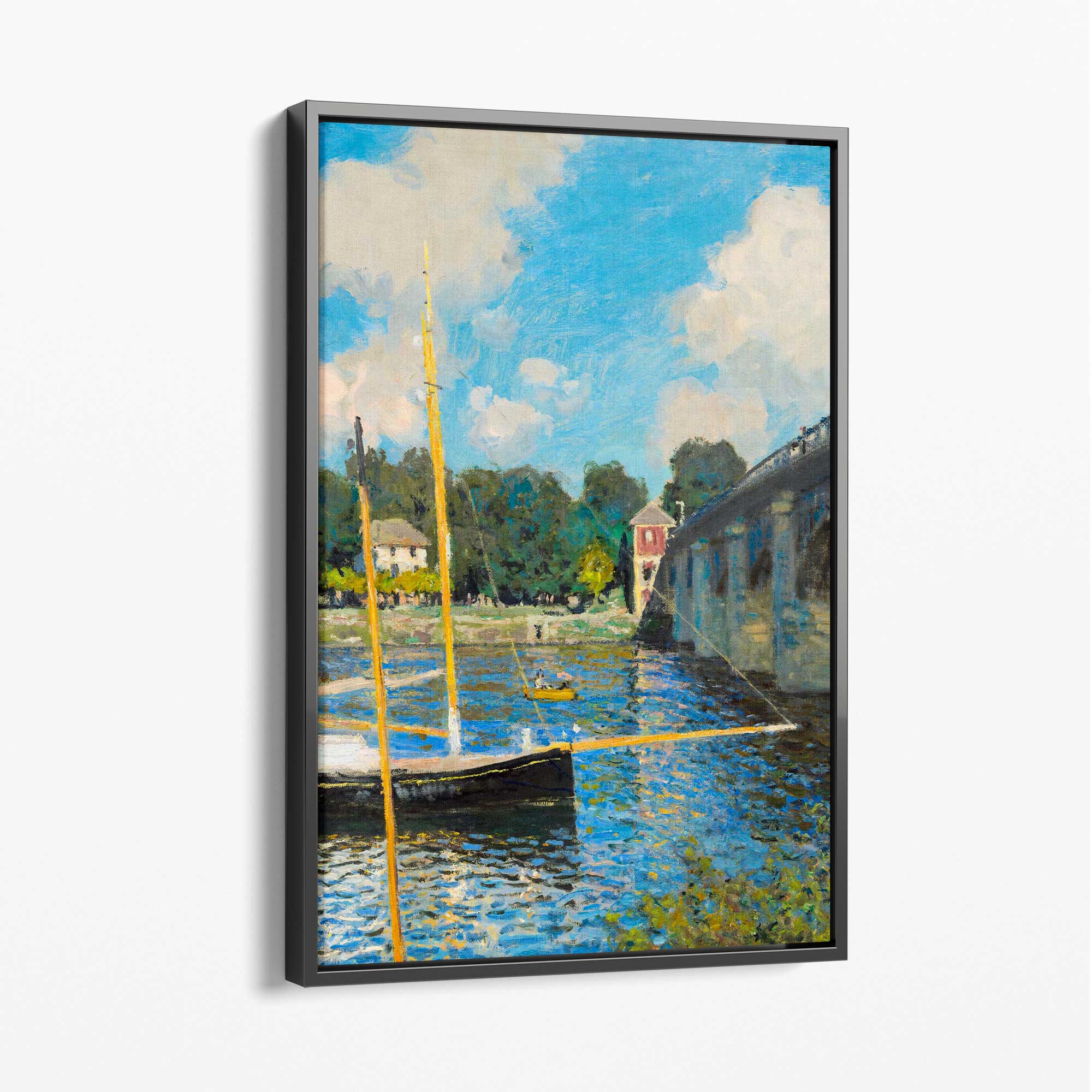 Claude Monet The Bridge at Argenteuil Canvas Art Print with Grey Float Frame