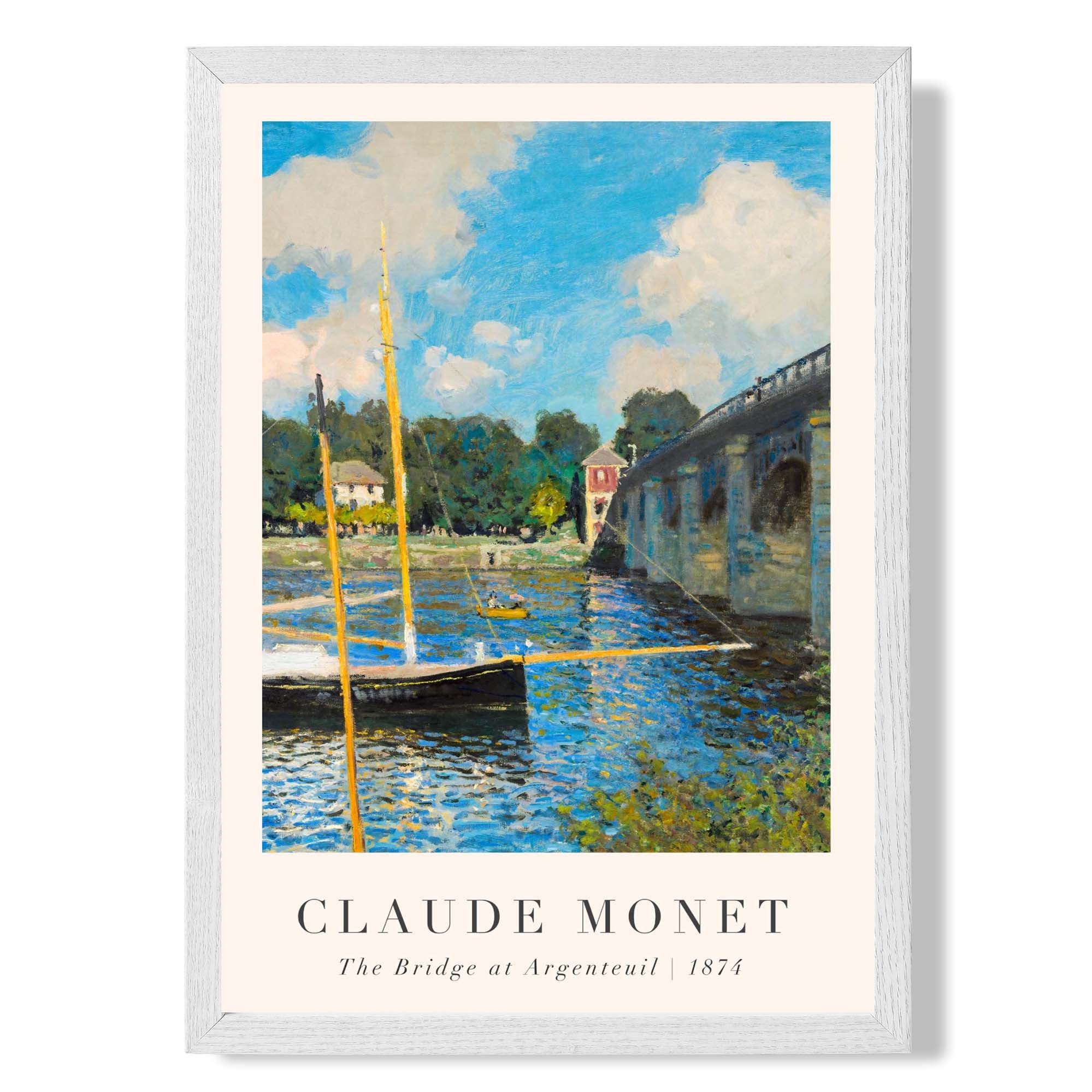 Claude Monet The Bridge at Argenteuil print in White Wooden Frame