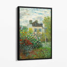 Claude Monet Artist's Garden Argenteuil Canvas Art Print with Black Float Frame