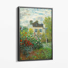 Claude Monet Artist's Garden Argenteuil Canvas Art Print with Grey Float Frame