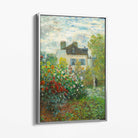 Claude Monet Artist's Garden Argenteuil Canvas Art Print with Silver Float Frame