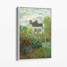 Claude Monet Artist's Garden Argenteuil Canvas Art Print with White Float Frame