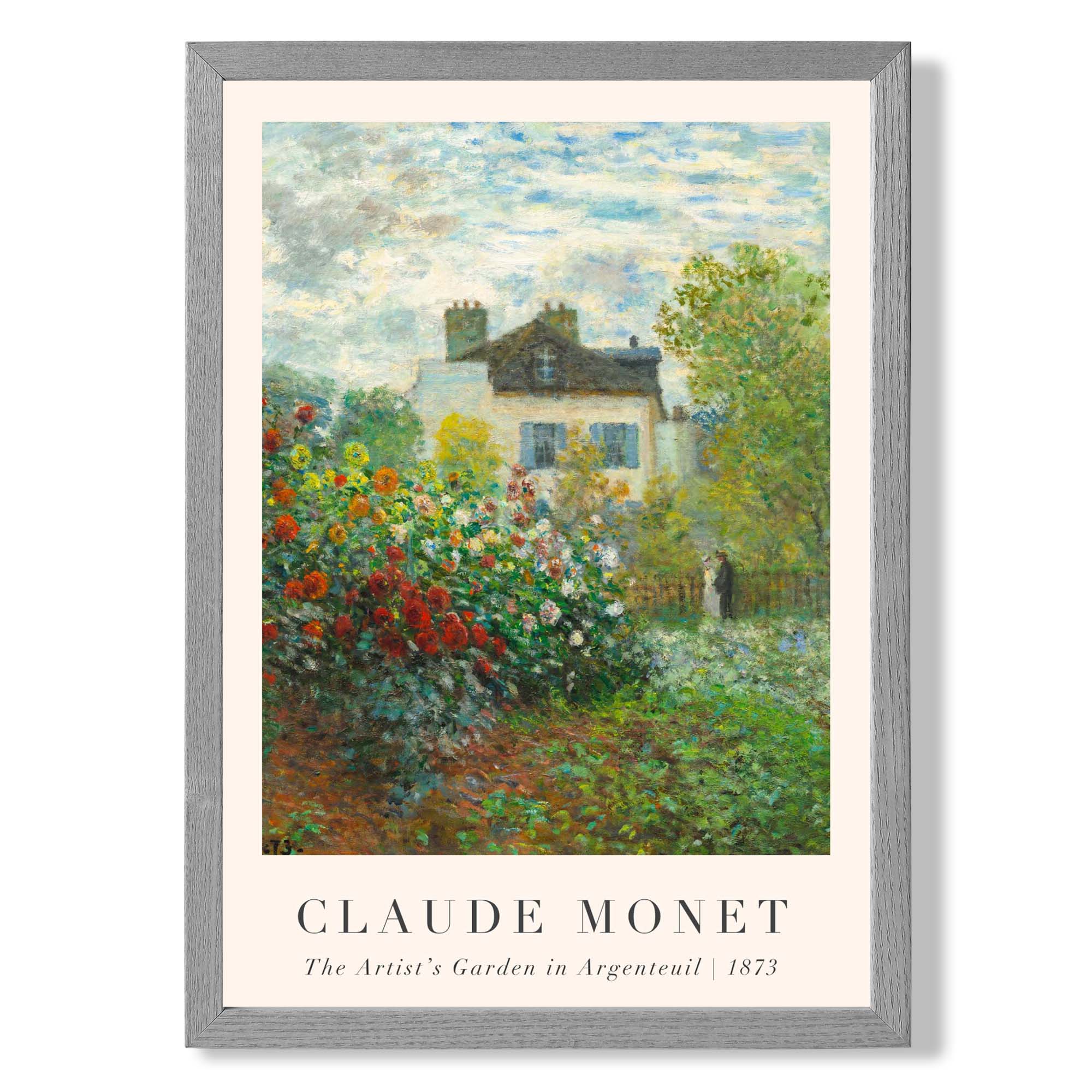 Claude Monet Artist's Garden Argenteuil print in Light Grey Wooden Frame