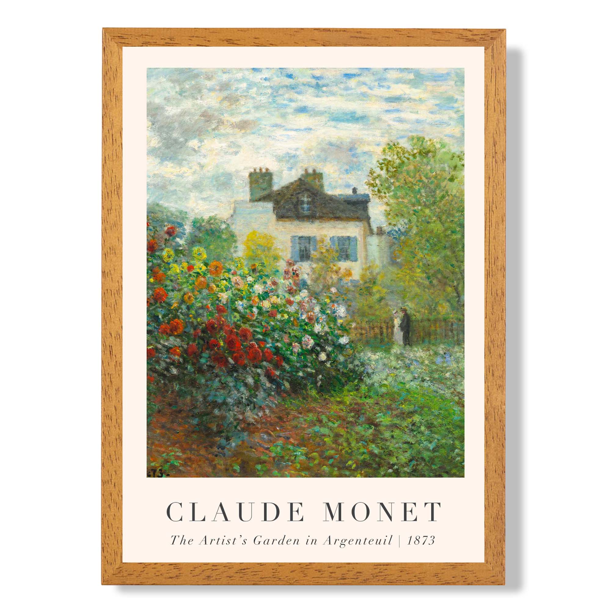 Claude Monet Artist's Garden Argenteuil print in Oak Wooden Frame