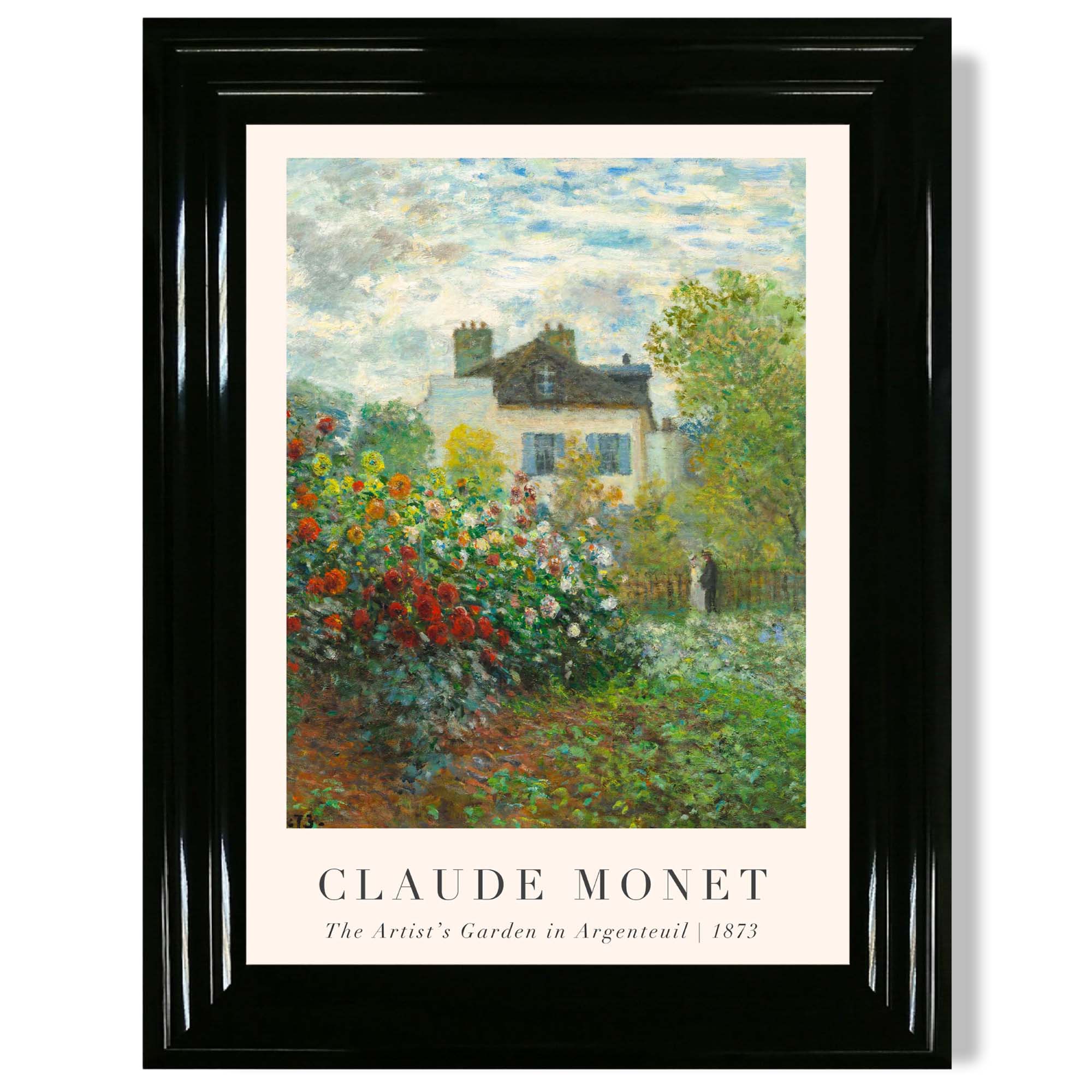 Claude Monet Artist's Garden Argenteuil print in Black Glossy Frame