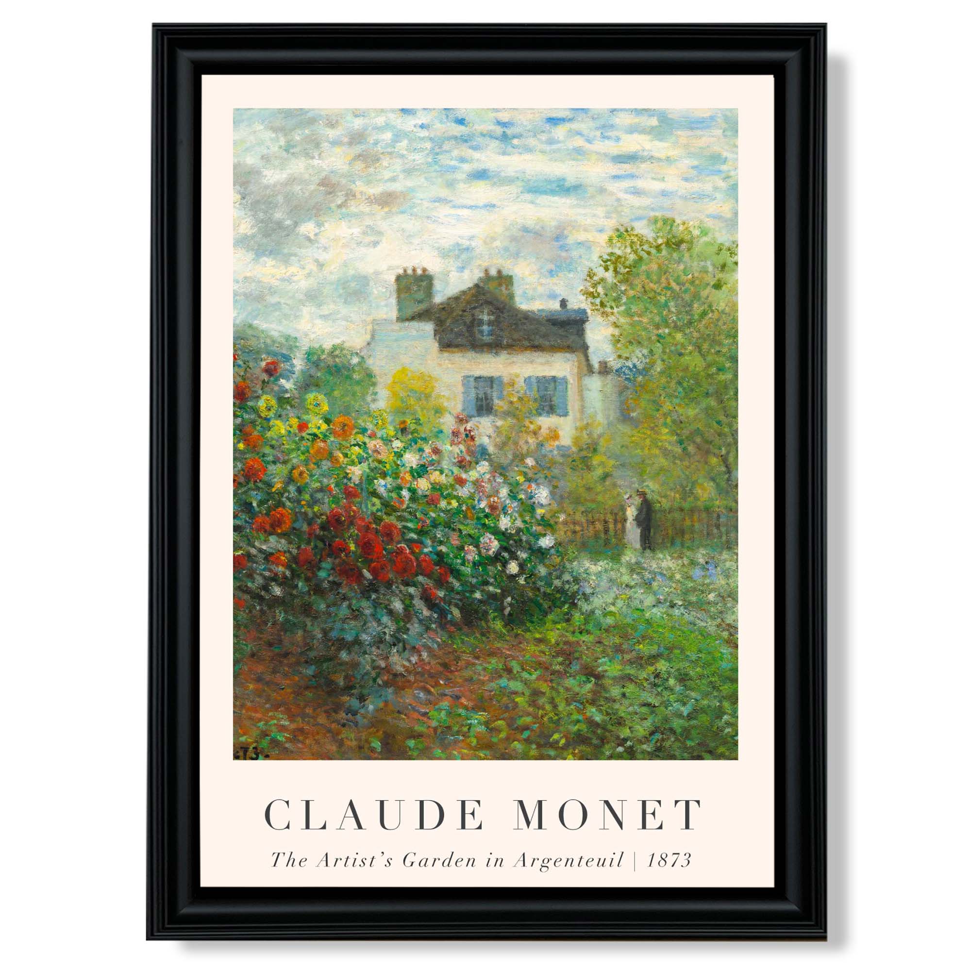 Claude Monet Artist's Garden Argenteuil print in Black Scoop Frame