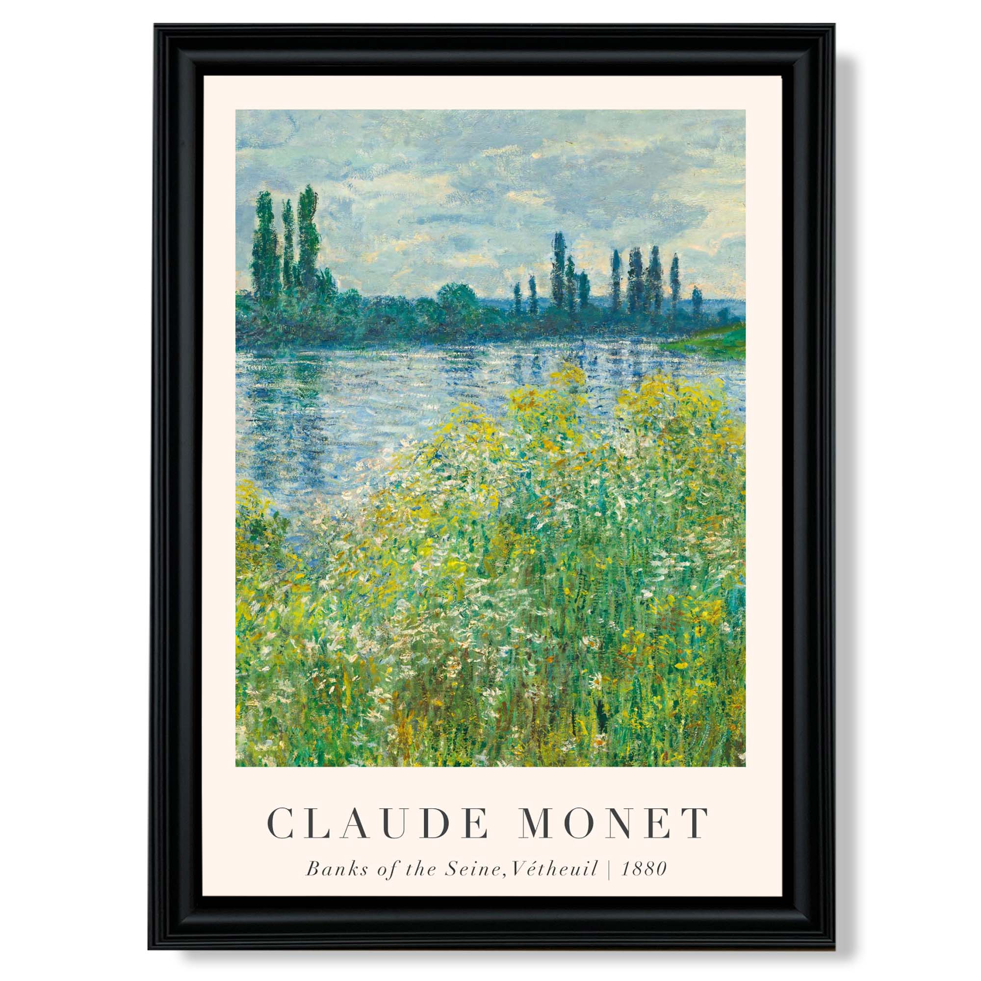 Claude Monet Banks of the Seine Vetheuil print in Black Scoop Frame