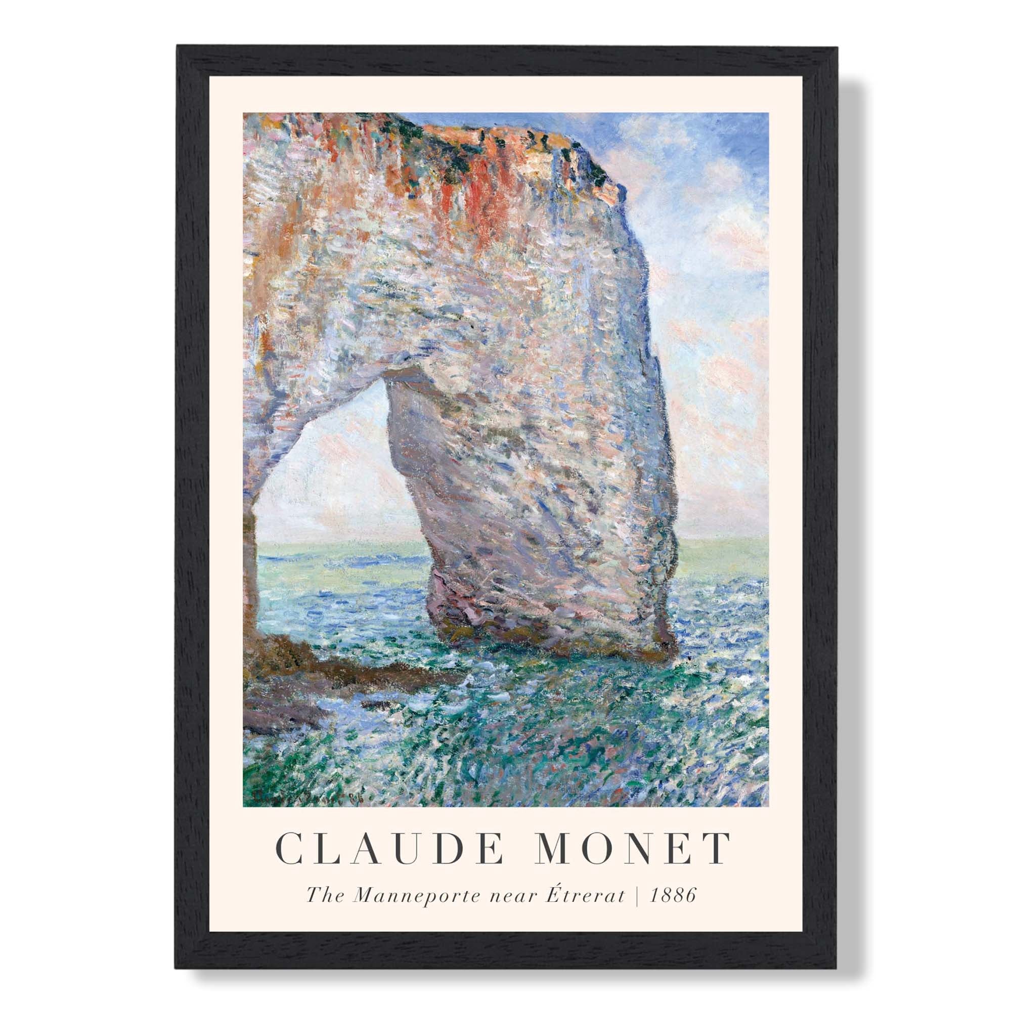 Claude Monet The Manneporte near Etrerat print in Black Wooden Frame