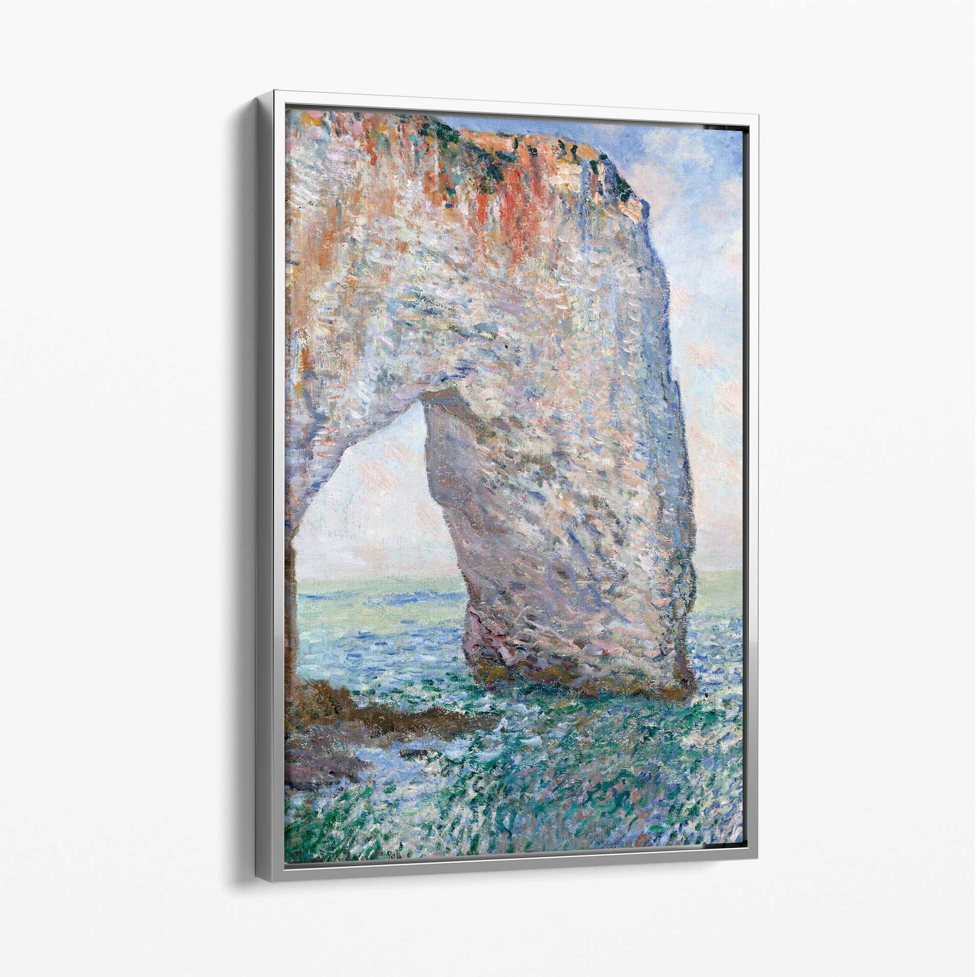 Claude Monet The Manneporte near Etrerat Canvas Art Print with Silver Float Frame