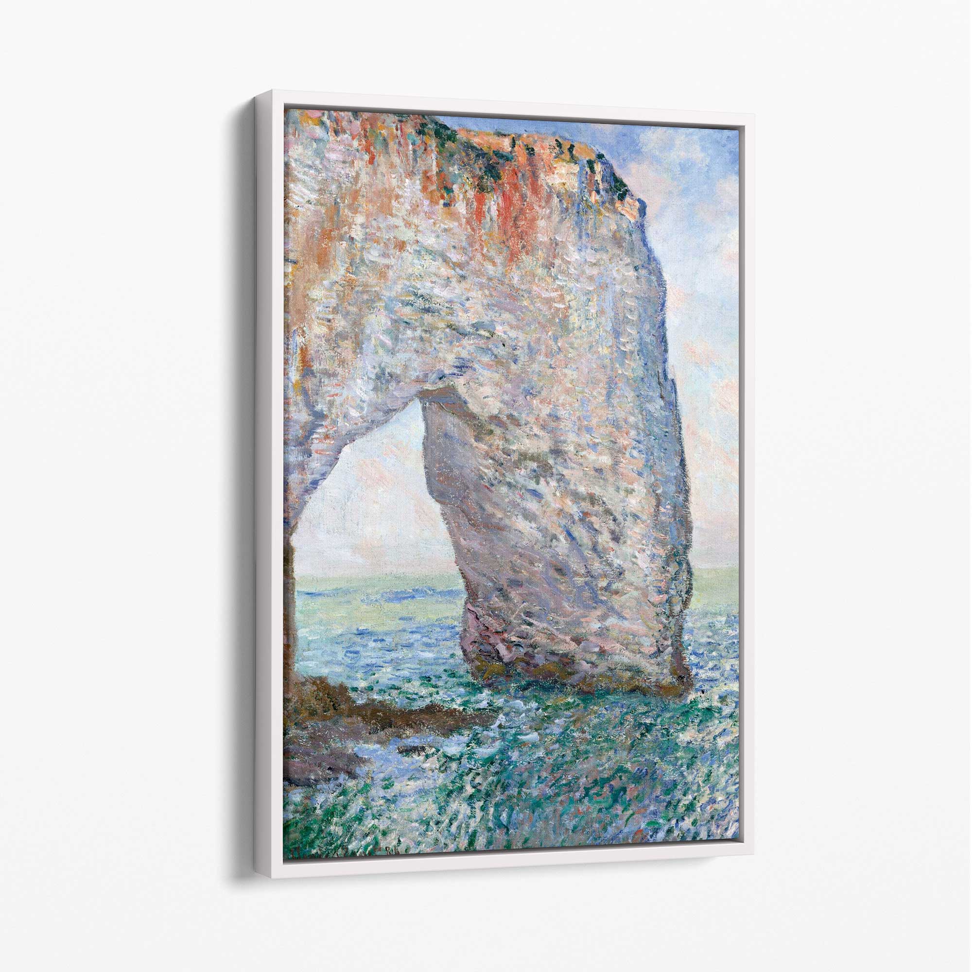 Claude Monet The Manneporte near Etrerat Canvas Art Print with White Float Frame