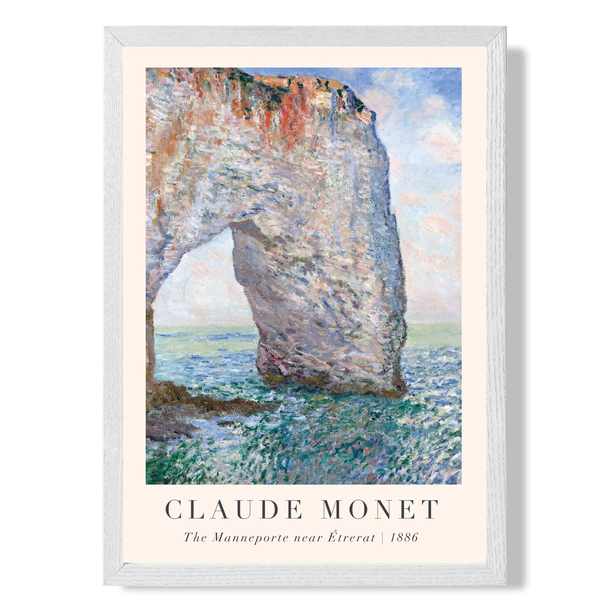 Claude Monet The Manneporte near Etrerat print in White Wooden Frame
