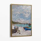 Claude Monet The Beach at Sainte-Adresse Canvas Art Print with Gold Float Frame