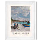 Claude Monet The Beach at Sainte-Adresse print in White Glossy Frame