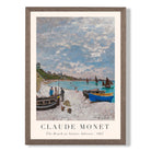 Claude Monet The Beach at Sainte-Adresse print in Walnut Wooden Frame