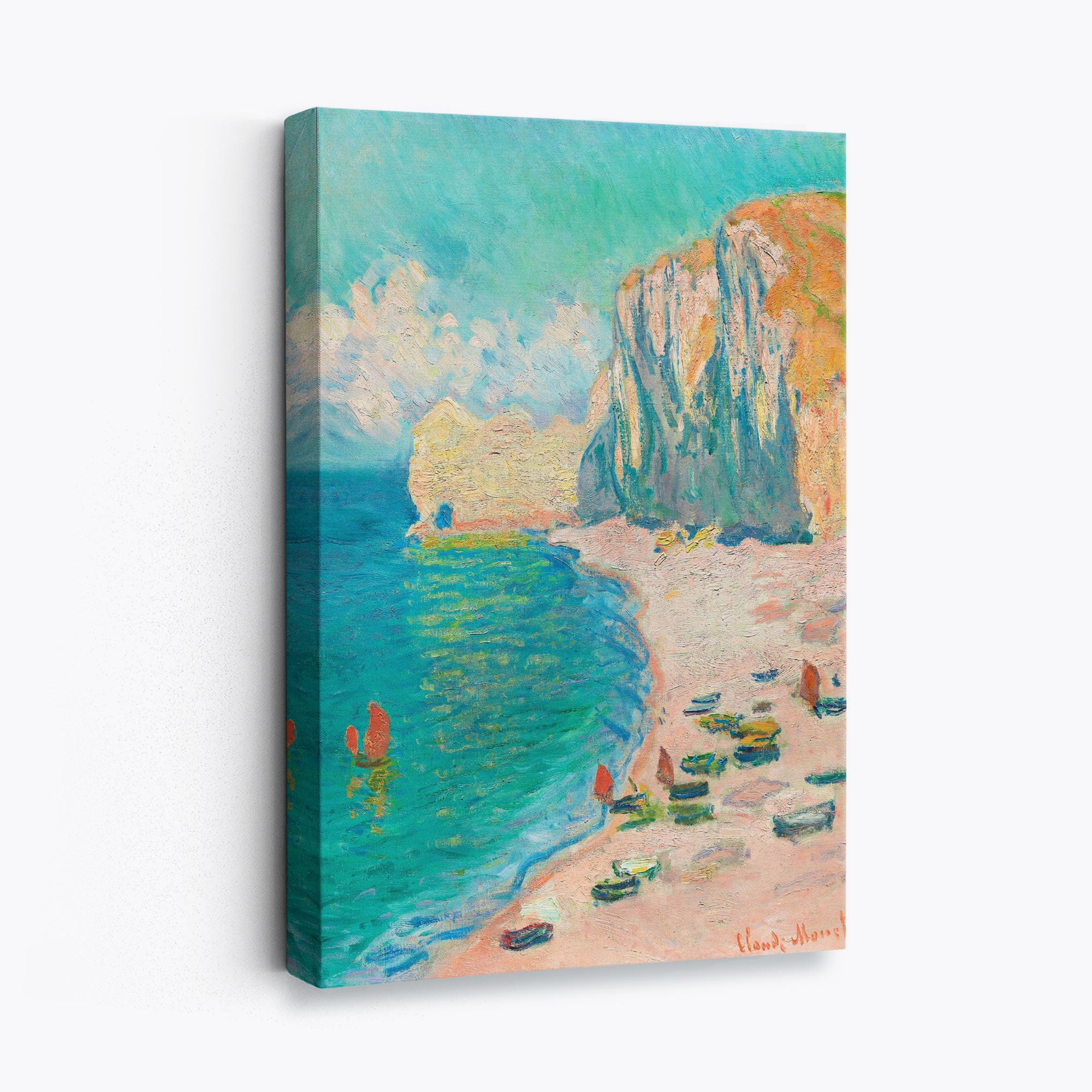 Claude Monet The Beach and the Falaise d'Amont Canvas Art Print