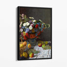 Claude Monet Flowers and Fruit Canvas Art Print with Black Float Frame