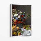 Claude Monet Flowers and Fruit Canvas Art Print with White Float Frame