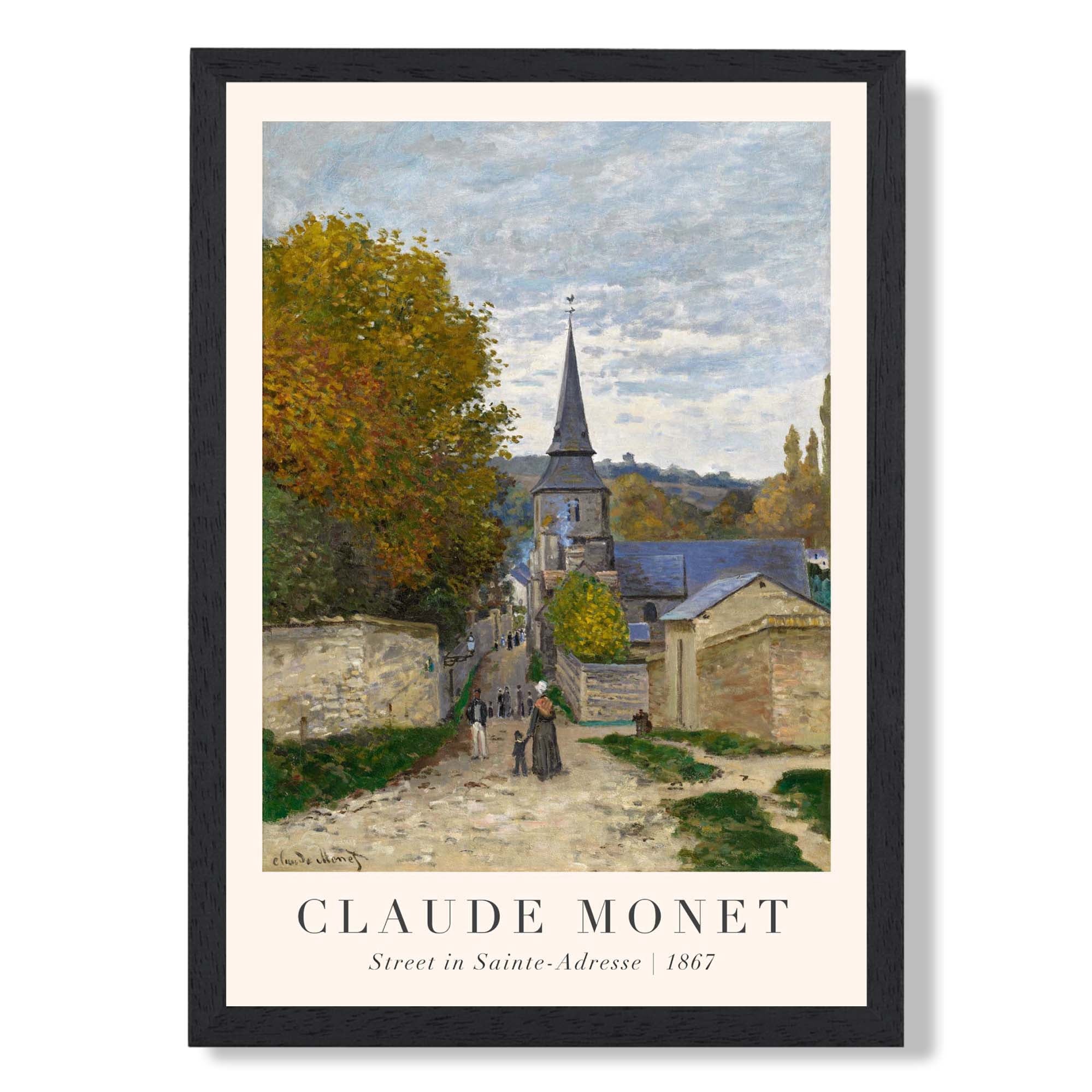 Claude Monet Street in Sainte-Adresse print in Black Wooden Frame