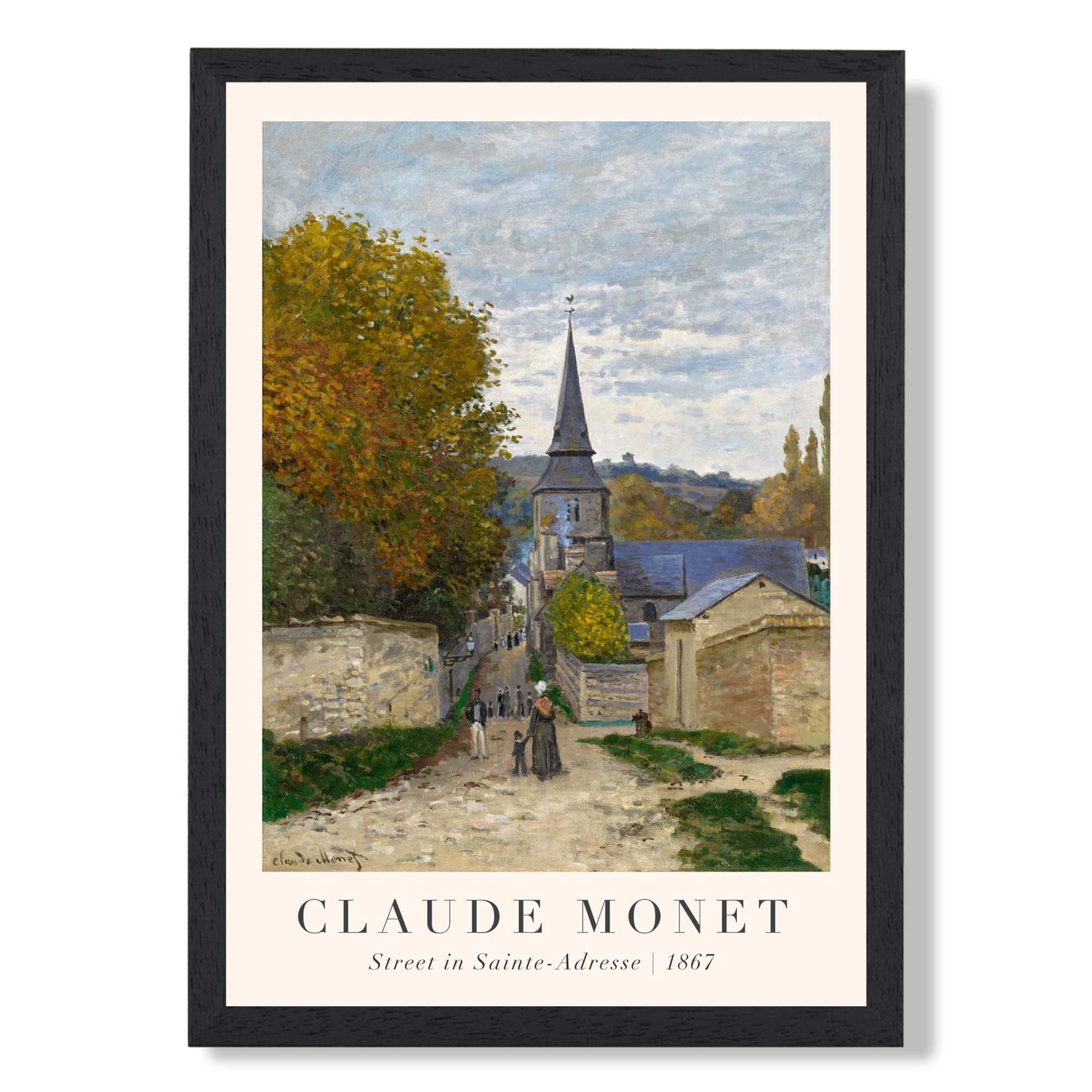 Claude Monet Street in Sainte-Adresse print in Black Wooden Frame