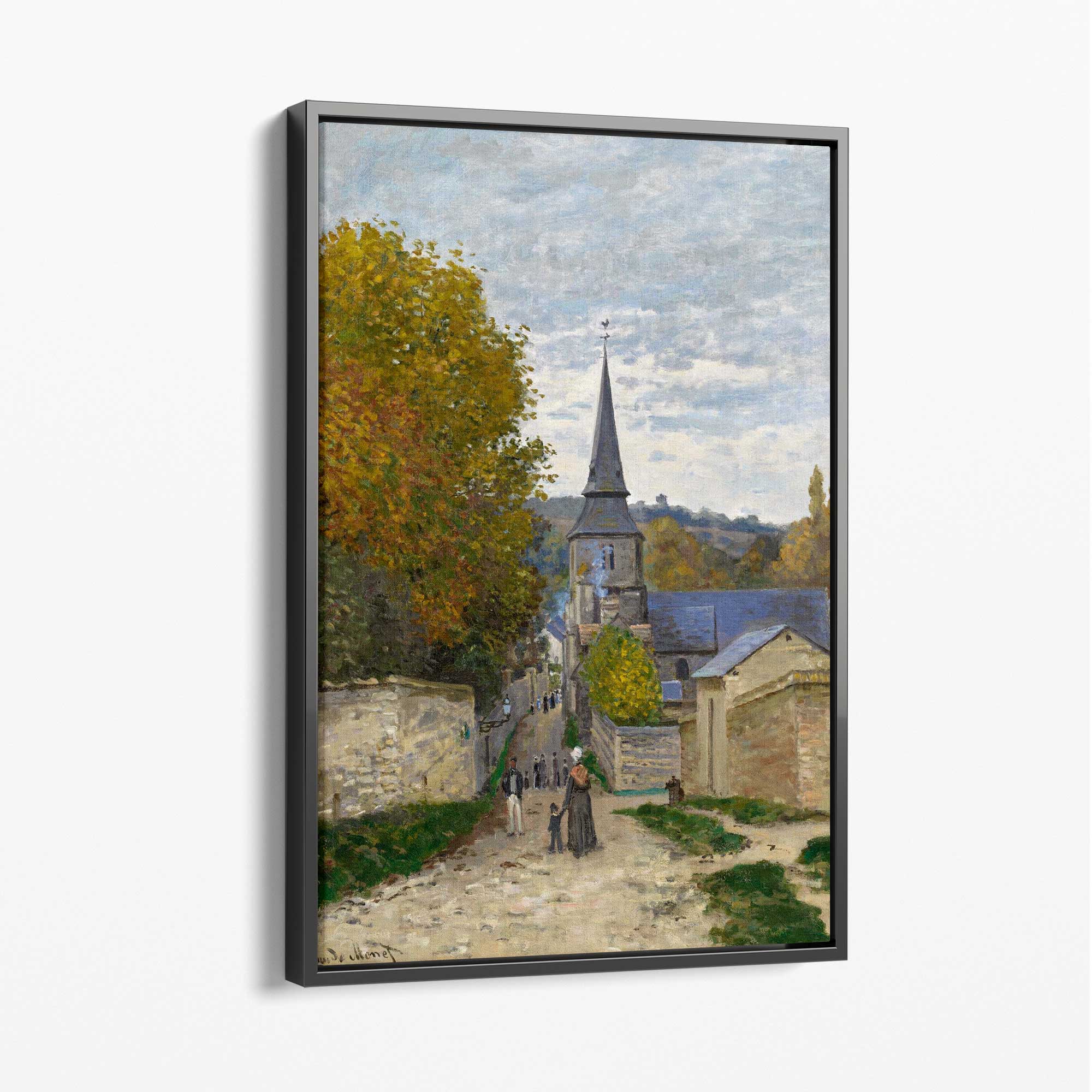 Claude Monet Street in Sainte-Adresse Canvas Art Print with Grey Float Frame