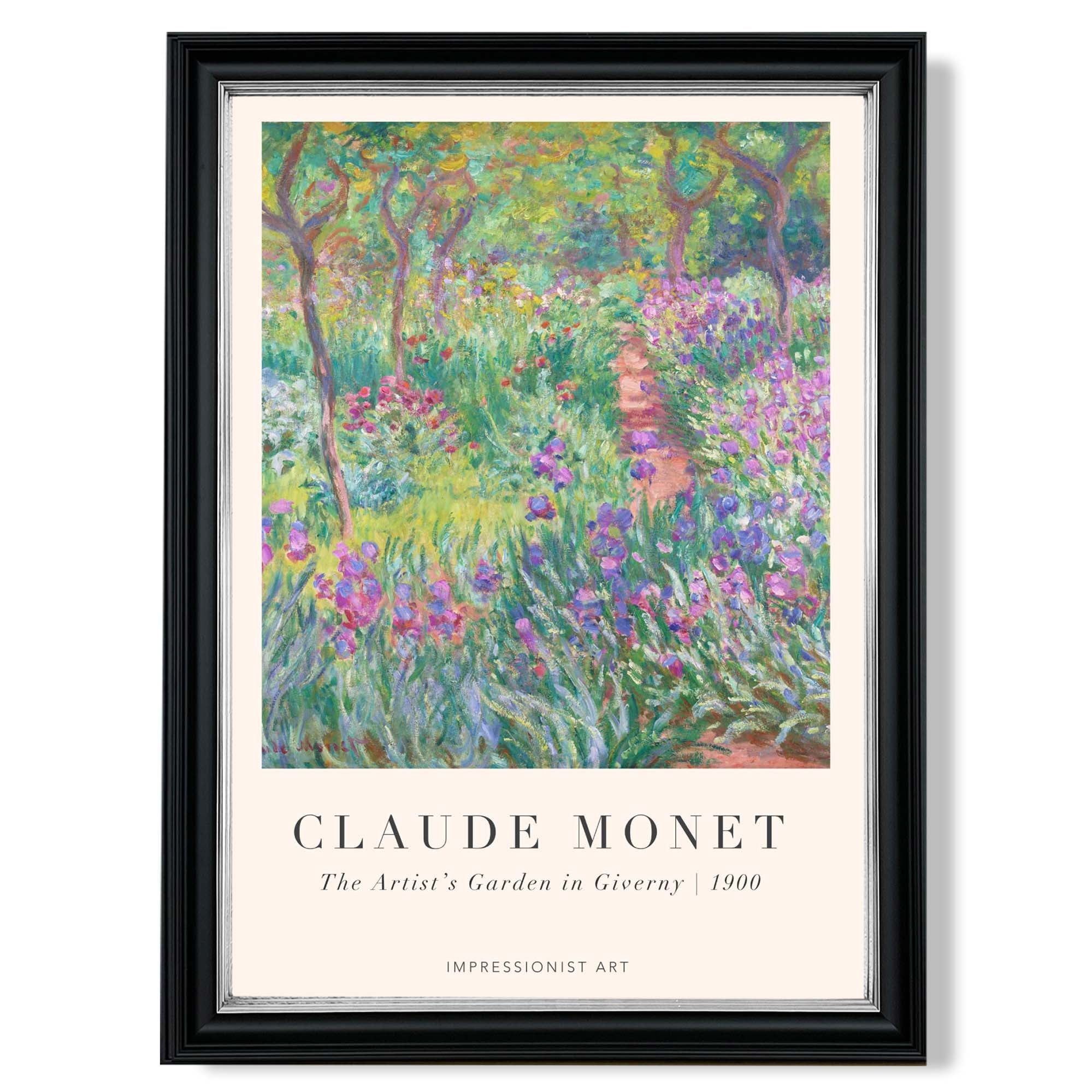 Claude Monet Artist's Garden Giverny print in Black and silver Frame
