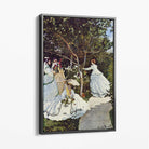 Claude Monet Women in the Garden Canvas Art Print with Grey Float Frame