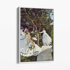 Claude Monet Women in the Garden Canvas Art Print with White Float Frame