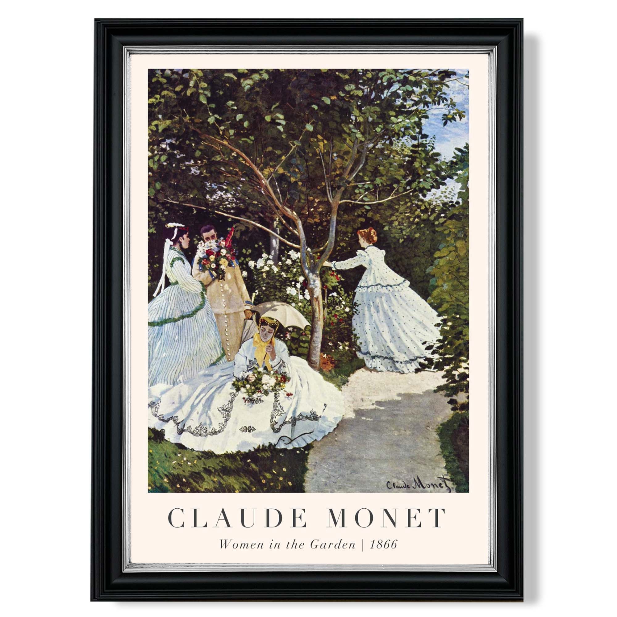 Claude Monet Women in the Garden print in Black and silver Frame