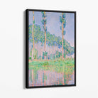 Claude Monet Poplars Canvas Art Print with Black Float Frame