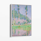 Claude Monet Poplars Canvas Art Print with White Float Frame