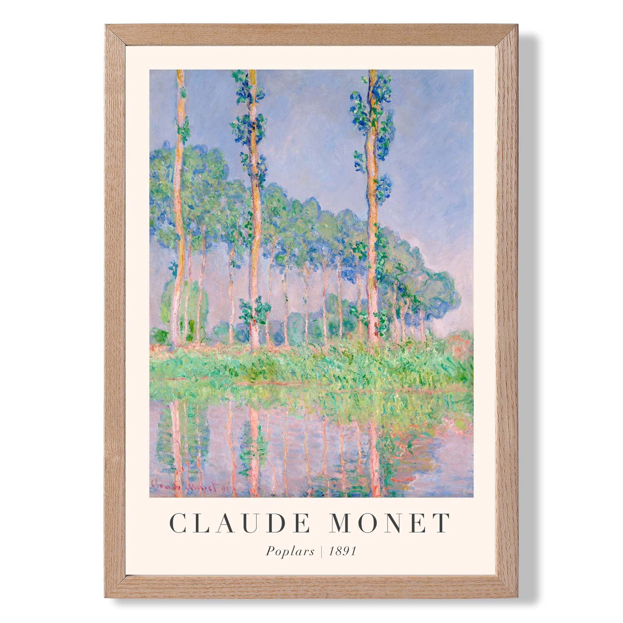 Claude Monet Poplars print in Light Oak Wooden Frame