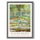 Claude Monet Bridge Over Pond of Water Lillies print in Dark Grey Wooden Frame