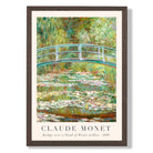 Claude Monet Bridge Over Pond of Water Lillies print in Dark Wooden Frame