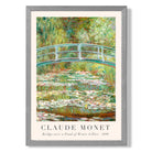 Claude Monet Bridge Over Pond of Water Lillies print in Light Grey Wooden Frame